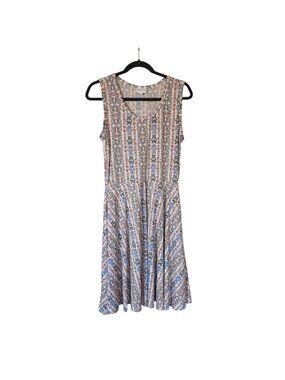 Lularoe Nicki Sleeveless Fit Flare Floral Geometric Print Dress Multicolor M